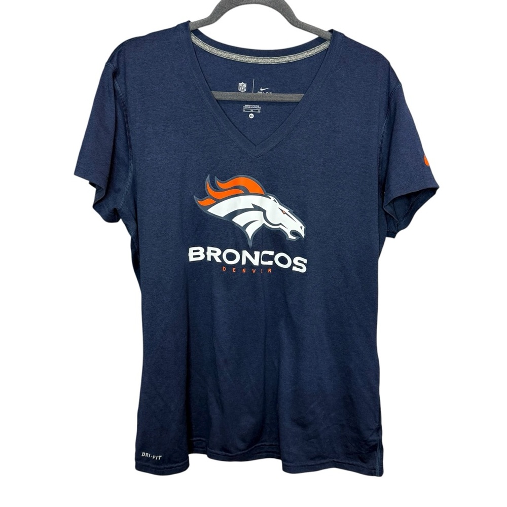 Nike Broncosβ Dark Blue V-Neck Tee Size XL Womens